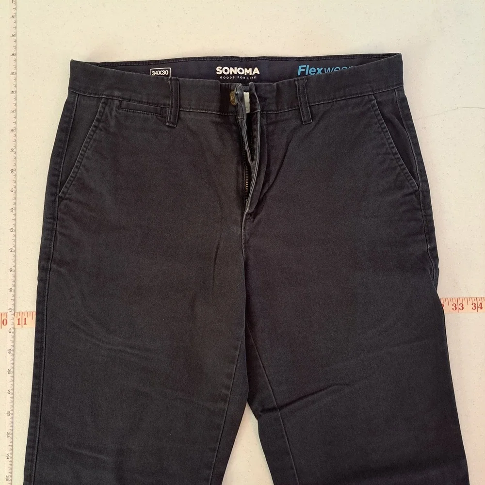 Sonoma Chino Pants 34x30 Black Flexwear Stretch Twill 1108-100-B4